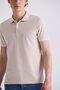 Beige Slim Fit Printed Polo Neck T-Shirt - 3