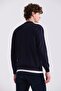 Navy Blue Classic Fit Plain Zippered Stand Collar Knitwear Cardigan - 4
