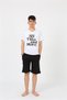 Men's Young Waiter Boy Short Sleeve White Combed Cotton Shorts Pajama Set 20377 - 3