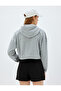 Crop Hooded Sweatshirt College Themed Printed Three Thread Comfortable Fit - 4