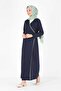 1998_Practical Side Tie Double Breasted Piping Belted 100% Cotton Fabric Hijab Prayer Dress - 2