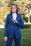 Single Button Wool Effect Suit Navy Blue - 8