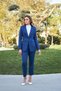 Single Button Wool Effect Suit Navy Blue