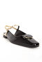 Women's Blunt Toe Buckle Stylish Patent Leather Sandals Real Leather Pl 406916 Black - 8