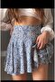 Women's Blue Floral Crispy Pattern Mini Shorts Skirt