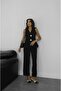 Black Big Gold Buttoned Vest Trousers Set - 2