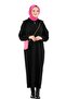Zippered Trucker Collar Knitwear Dress-black - 3