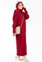 Corded Knitwear Dress-red - 2