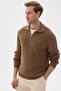 Half Zip Thessaloniki Knit Regular Fit Cotton Men's Brown Knitwear Sweater - 3