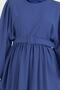 Balloon Sleeve Side Gathered Dress-Sax Blue - 5