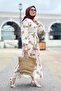 Large Pineapple Patterned Linen Dress-brown Orange - 5