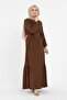 Belted Wrap Dress - Brown