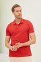 Intersiye Collar Detailed Cotton Men's Red Polo Neck T-Shirt