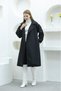 Balloon Sleeve Belted Trench Coat Black