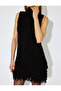 Mini Length Sleeveless Turtleneck Tassels Knitwear Dress - 5