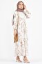 Floral Embossed Patterned Linen Dress-Vison - 2