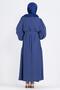 Balloon Sleeve Side Gathered Dress-Sax Blue - 4