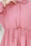 Shirt Collar Waist Tunneled Saree Dress-Salmon - 5