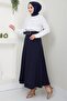 Belted Mevlana Skirt Navy Blue HM2370 - 3