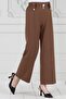 Wide- Wide-Leg Trousers with Pearl Brooch - Brown - 3