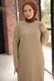 Ribbed Half-Zip Knitwear Dress Mink Hm2520 - 7
