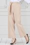Tie Waist Wide Leg Trousers-Beige - 3