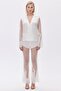 Calla Lily Ecru Lace Detailed Long Satin Pajama Set - 2