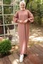 Balloon Sleeve Knitwear Dress Dusty Rose Hm2522 - 6