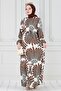 Neva Belted Viscose Dress-Brown - 2