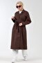 Waist Tie-Detail Melton Coat - Brown - 3