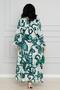 Viscon Dress with Floral Belt-Green - 5