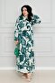 Viscon Dress with Floral Belt-Green