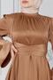 Cross Belted Satin Evening Dress-Vi̇zon - 4