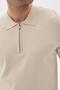 Limited Plain Zippered Polo Collar Rayon Men's Beige Knitwear T-Shirt - 5