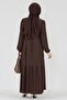 Shura Corded Hijab Dress-Brown - 5