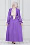 Belted Hijab Dress-Purple - 5