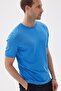 Limited Plain Short Sleeve Rayon Men's Cobalt blue Knitwear T-Shirt - 2