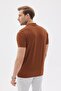 Limited Plain Zippered Polo Collar Rayon Men's Brown Knitwear T-Shirt - 5