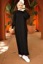 Balloon Sleeve Knitwear Dress Black Hm2522 - 2