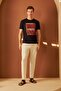 Comfort Fit Printed Men's Black T-Shirt Mars17 - 2