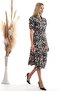 20333381 Dok.Viskon Dsn. Collar Zippered Short Sleeve Flared Dress Khaki - 3