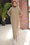 Balloon Sleeve Tricot Dress Stone Color Hm2522 - 4