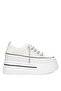 High Sole Women's Tulle Material Genuine Leather Sneakers