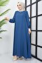 Plus Size Indigo Abaya with Gipe Detail on Sleeves - 2