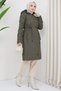 Fur Coat with Ornamental Pockets Khaki HM2322 - 4