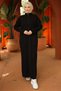Ribbed Half Zipper Knitwear Dress Black Hm2520