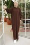 Balloon Sleeve Knitwear Dress Brown Hm2522