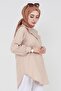 Poplin Tunic with Fold Detail at the Collar - Beige - 2