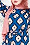Skirt Ruffle Ikat Pattern Viscon Dress-Blue - 4