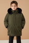 Khaki Fur Sleeve Pocket Detailed Boy's Hooded Coat 19059 - 6